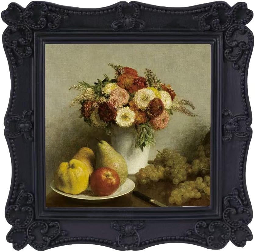 Vintage Picture Frame,Antique Style,Old-Fashioned,Square/Oblong Shape,Wall and Tabletop Victorian Frame,Gothic Look(Black, 4X4)