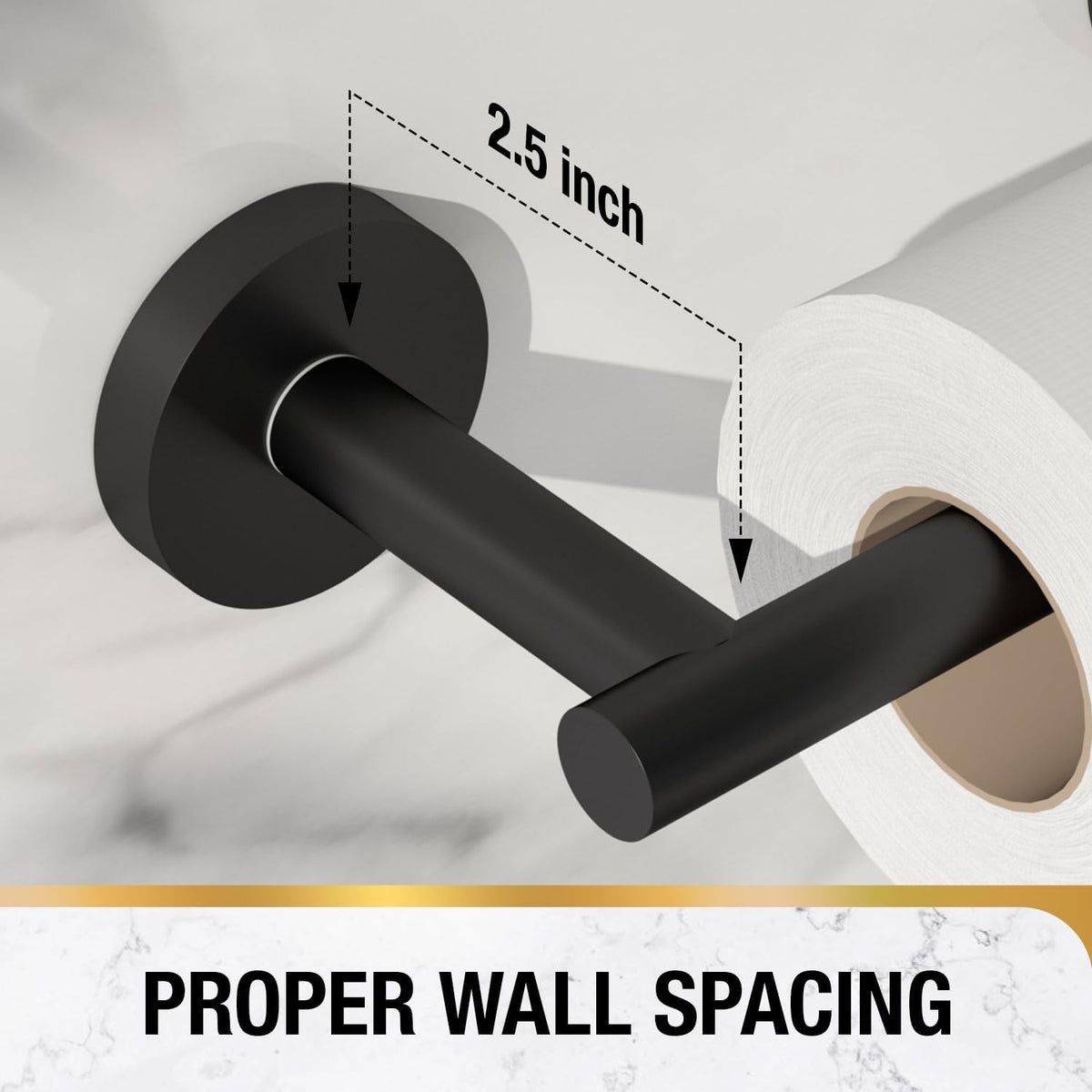 HITSLAM Matte Black Toilet Paper Holder, Double Post Pivoting, SS304