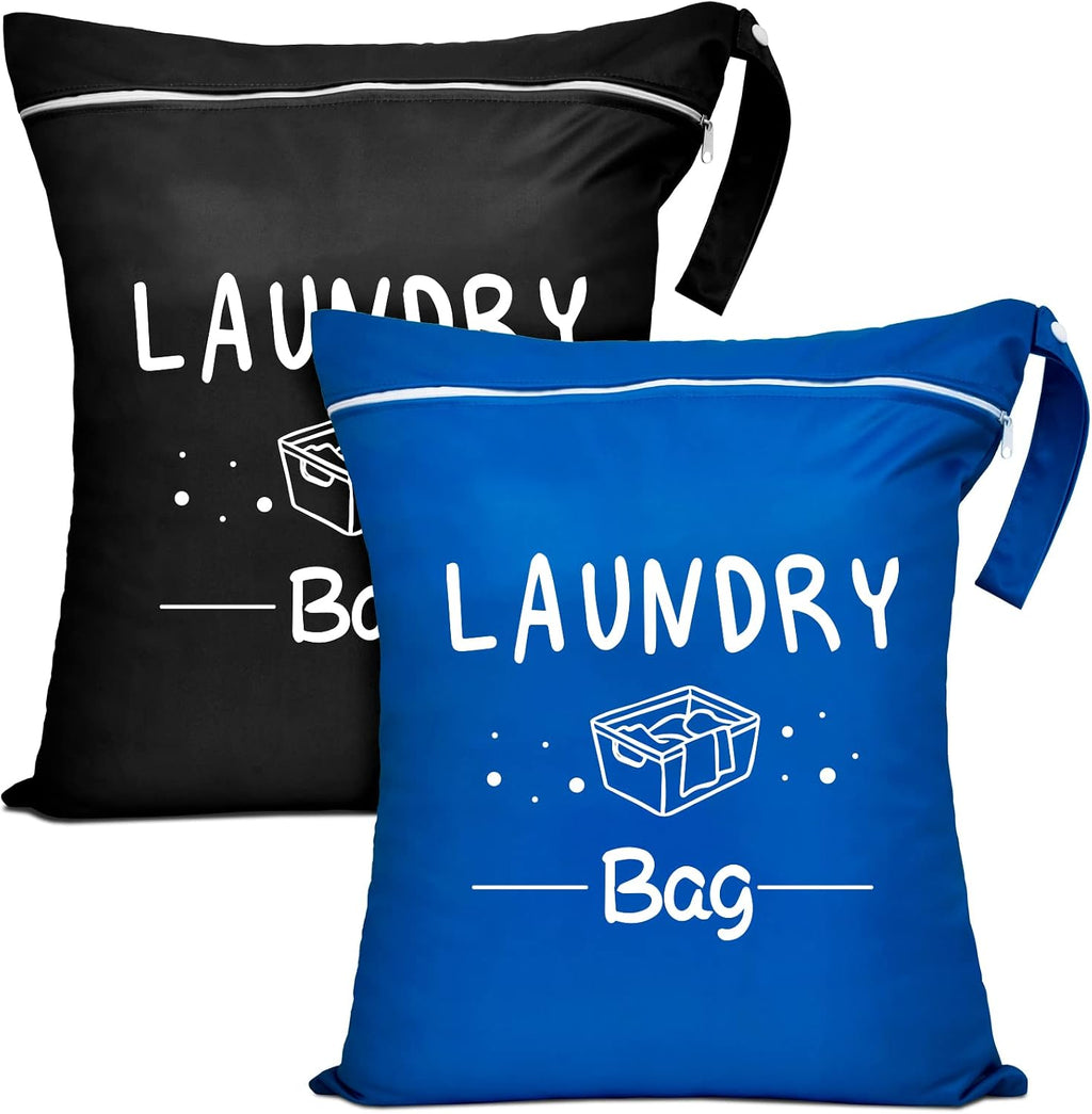 2 Pcs Large Travel Laundry Bag - Waterproof Wet Dry Washable for Dirty Clothes, Bathing Suit, Workout, Gym, Swimming, Yoga
