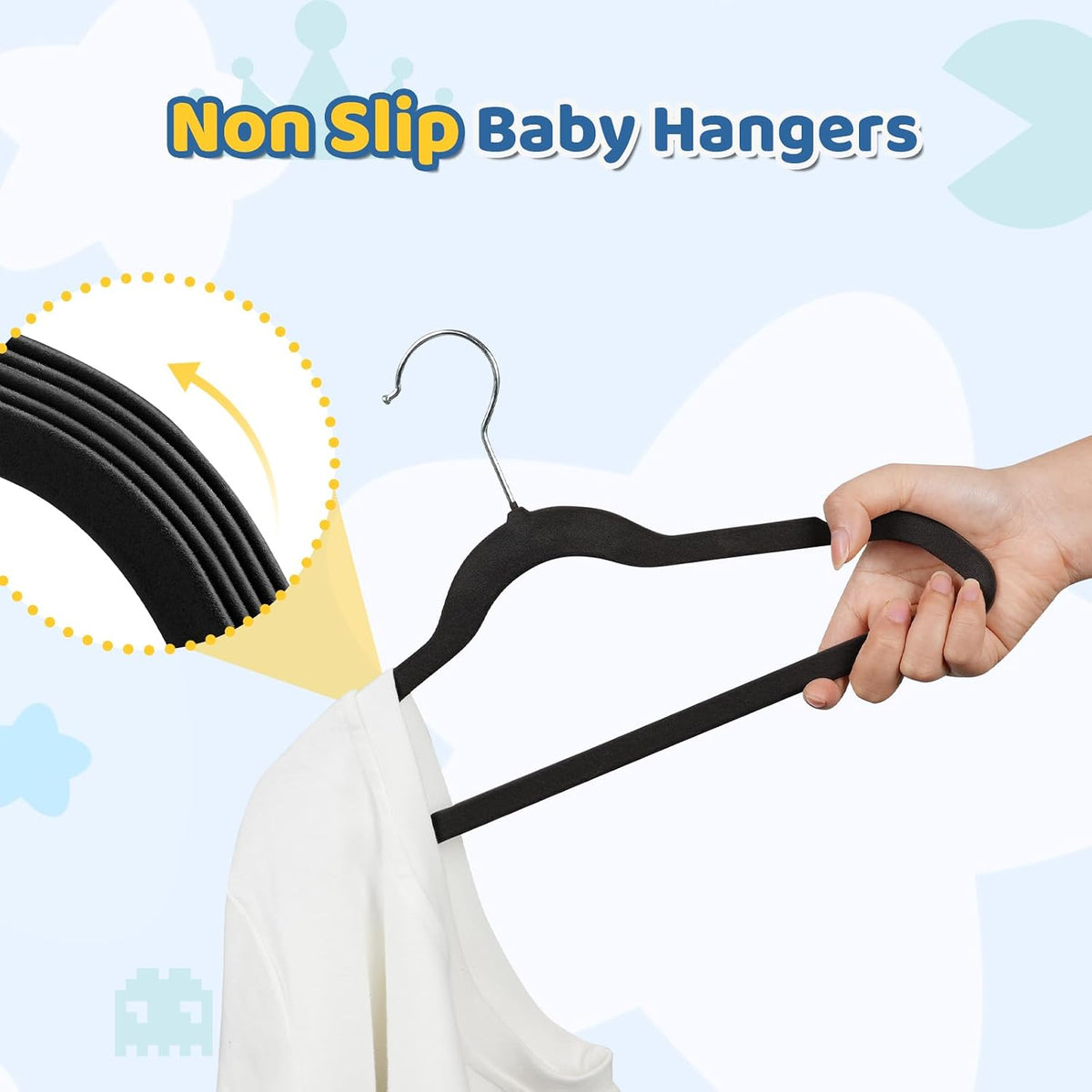 Smartor Premium 14 Inch Kids Hangers 50 Pack, Baby Velvet Hanger Non Slip