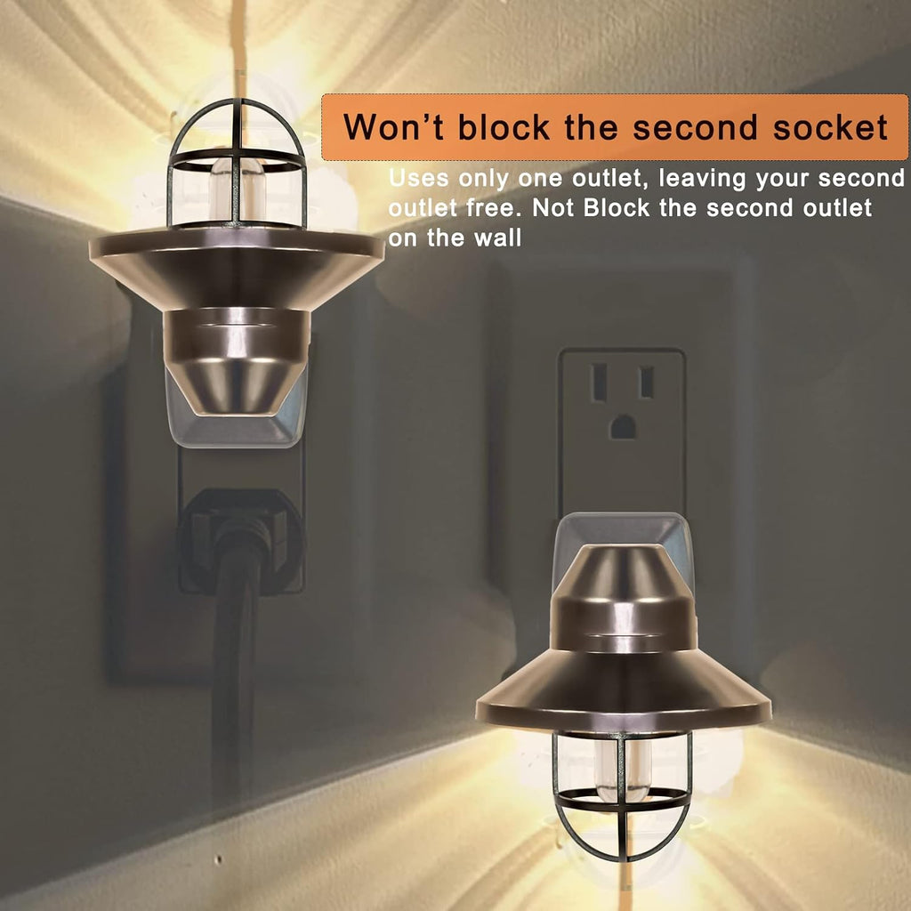 Vintage LED Night Light Plug into Wall with Dusk to Dawn Sensor 2700K 2Pack