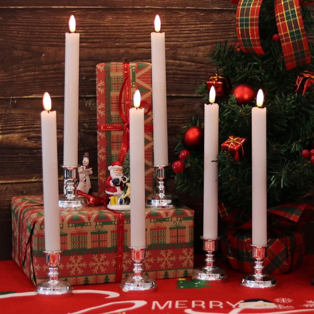 GenSwin Led Flameless Taper Candles Battery Operated Remote Timer White