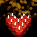 12 Pack Red Flameless Tealight Candles Battery Operated Tea Lights, Realistic Flickering Fake LED Tealights Candles, 3D Wick LED Tea Lights for Christmas, Festival, Party, Home Decor
