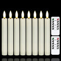 Yeelida Battery Operated Flameless Taper Candles with Two Remote Timer, 6.4" LED 3D-Wick Window Candles, Flickering Long-Lasting Warm Light Electric Pack of 8 Flameless Candlesticks (0.78" Dia, Ivory)