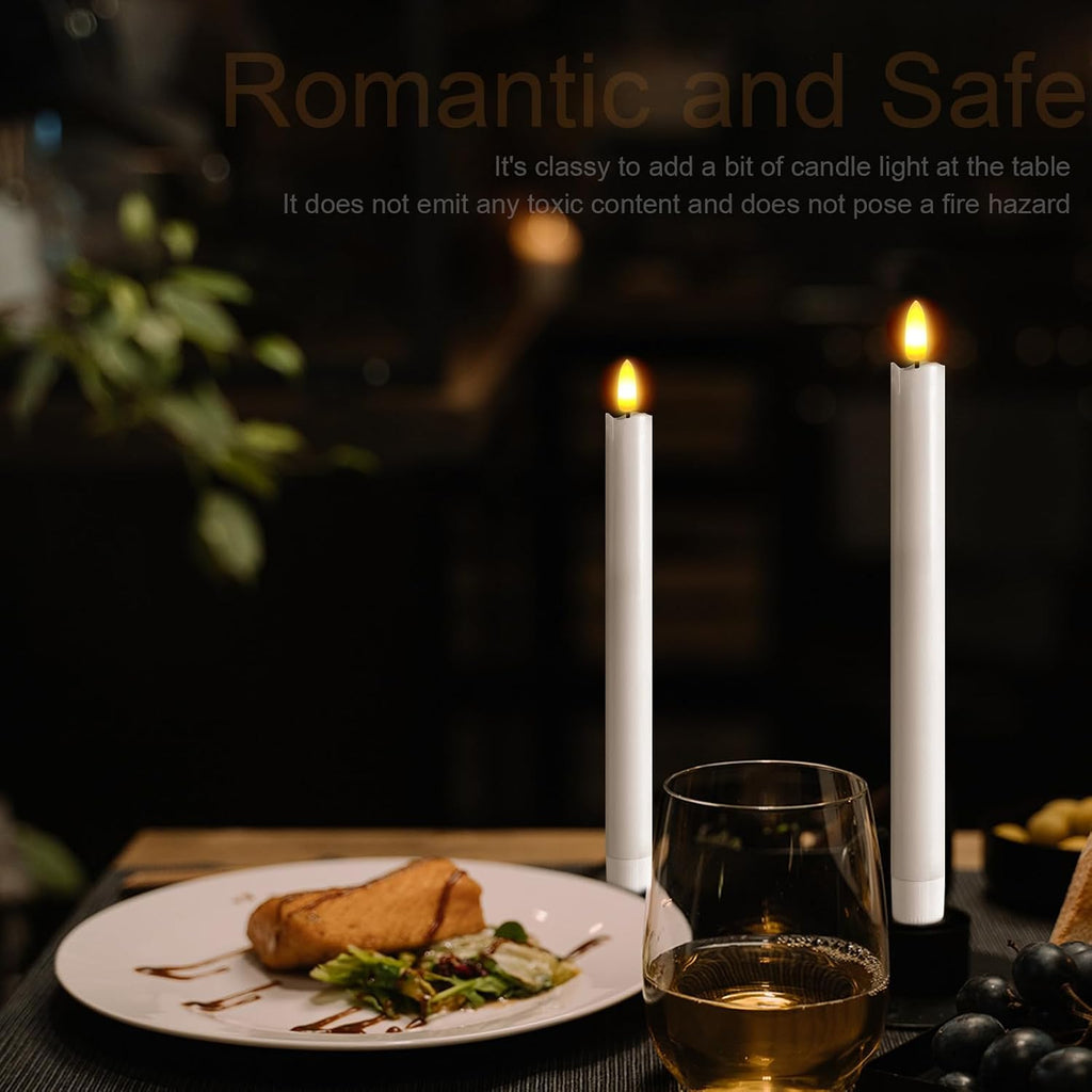 Arora Remote Control Flameless Taper Candles, S/2 3D Flickering Battery Operated LED Window Candles Encased with Real Wax to Light Up Your Home