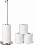 Toilet Paper Holder Stand for 4 or 5 Rolls - Brushed Nickel