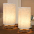 Table Lamps for Bedrooms Set of 2, Minimalist Bedside Lamps Set with Round Fabric Linen Shade,Reading Small Desk Lamp Set of 2 for Kids Room, Night Nightstand Lamp Set for Living Room, Office