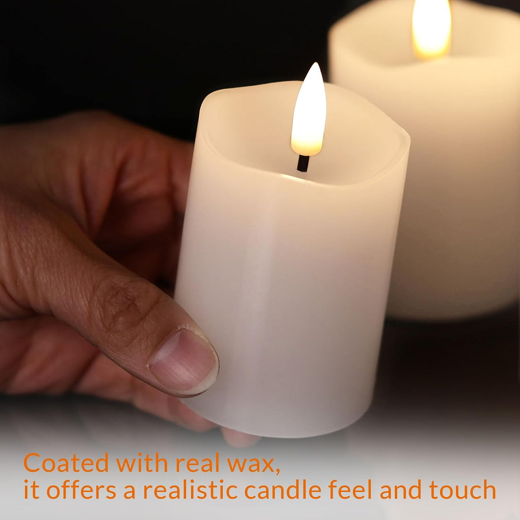White Flameless Votive Candles with Remote Batteries Set of 6