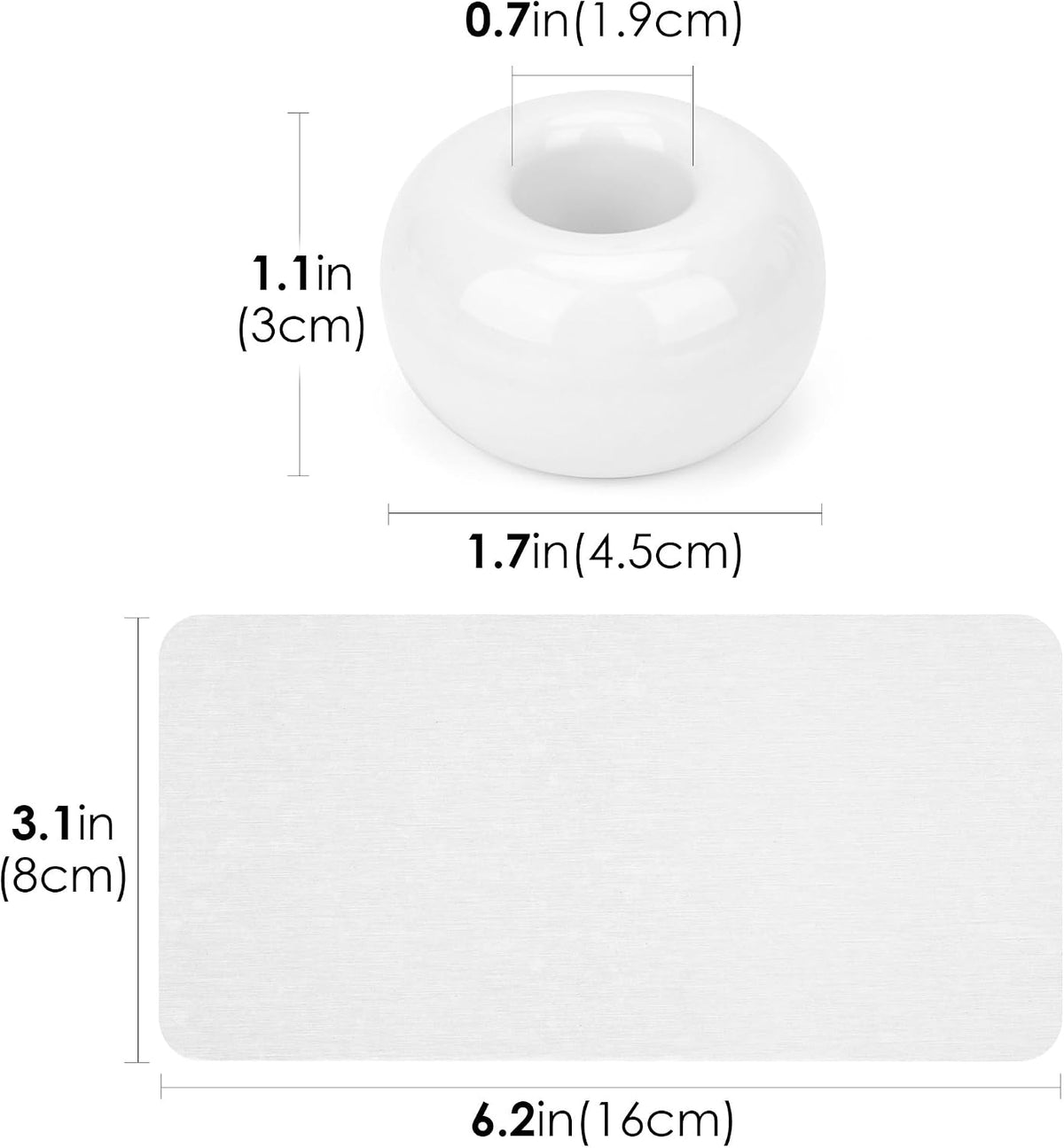 3 Pack Ceramic Toothbrush Holder with Diatomite Toothbrush Tray for Bathroom Shower Countertop Storage Organizer, Small Toothpaste Razor Electric Tooth Brush Head Stand (White)