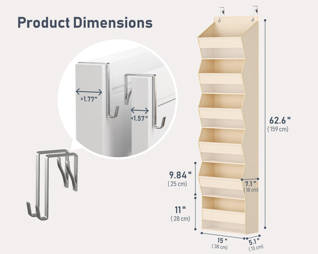 DIMJ Over the Door Organizer, 6-Shelf Hanging Organizer, Beige, 1 Pack