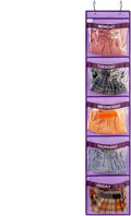 Day of Week Kids Clothes Organizer Weekly Hanging Closet Organizer Monday to Friday School Clothing Storage (PURPLE)