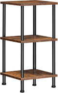 HOOBRO 3-Tier Corner Shelf Stand, Corner Square Rack Display Shelf, Tall Storage Plant Stand, Bookcase for Small Spaces, Living Room, Home Office, Kitchen, Rustic Brown and Black BF153CJ01