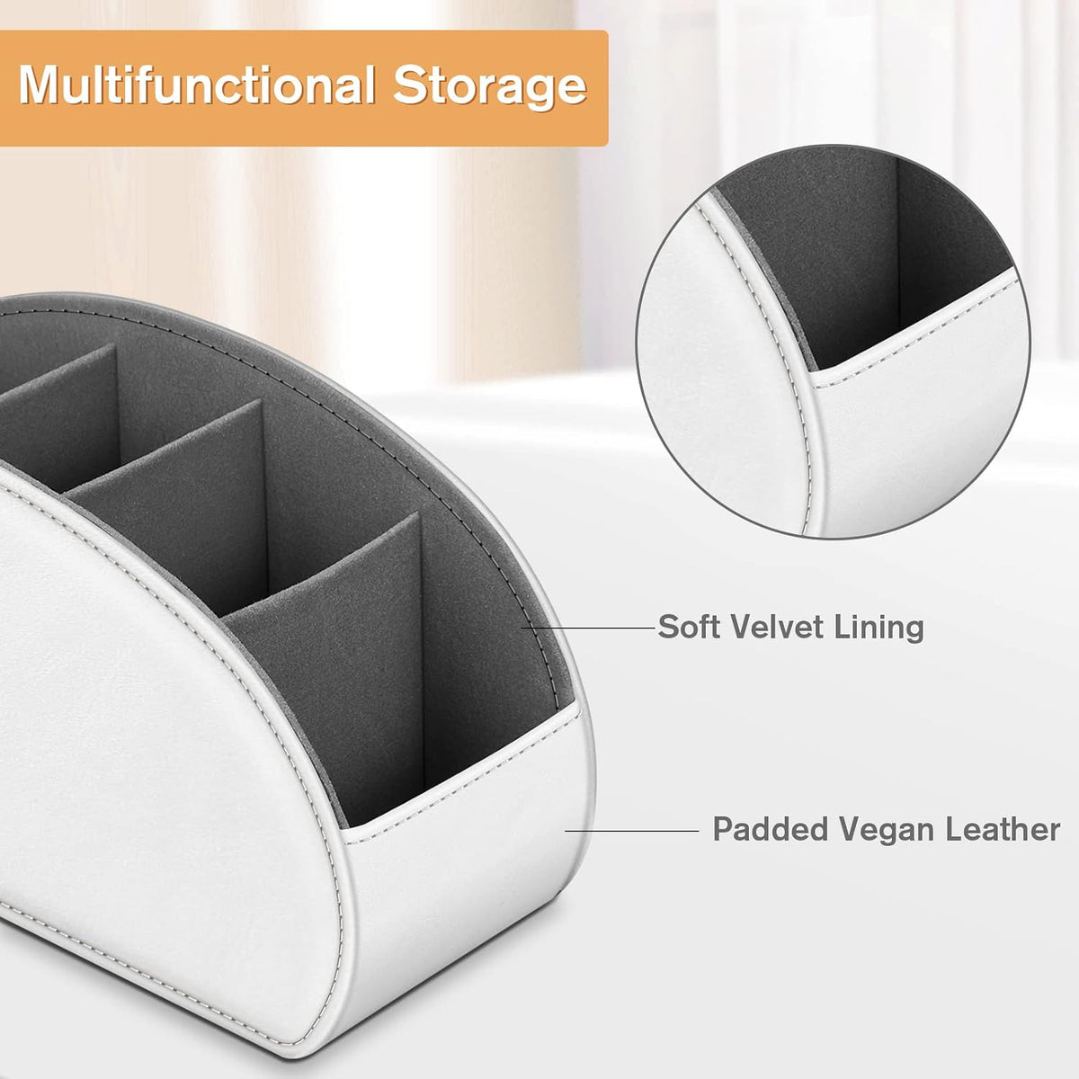 FINTIE Remote Control Holder with 9 Compartments Vegan Leather