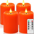 Retisee Flameless LED Candles Real Wax, 4 Pcs, Orange, 3 x 4 in