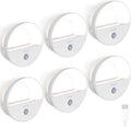 AURAXY Rechargeable Motion Sensor Night Light, Battery Night Lights LED Cool White Magnetic Stick-on Motion Sensored Hallway Light, with Dusk to Dawn Sensor for Stair, Wall, Bedroom, Bathroom(6 Pack)