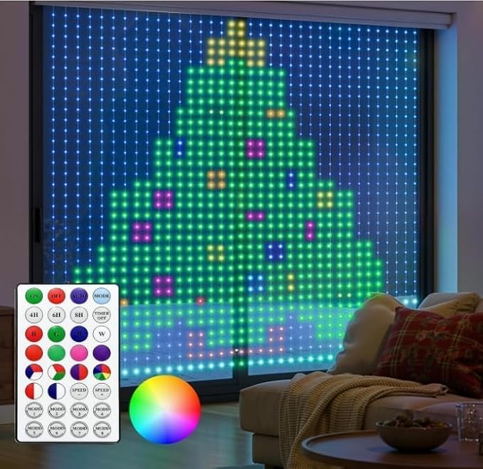 Brightown 540 LED RGB Smart Curtain Fairy Lights with Remote, 4.9x6.6ft