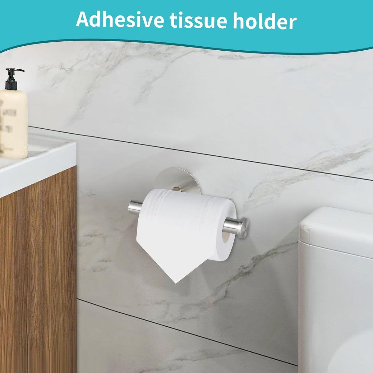 Yagoo Adhesive Toilet Paper Holder, Rustproof Toilet Roll Holder(2, Silver)