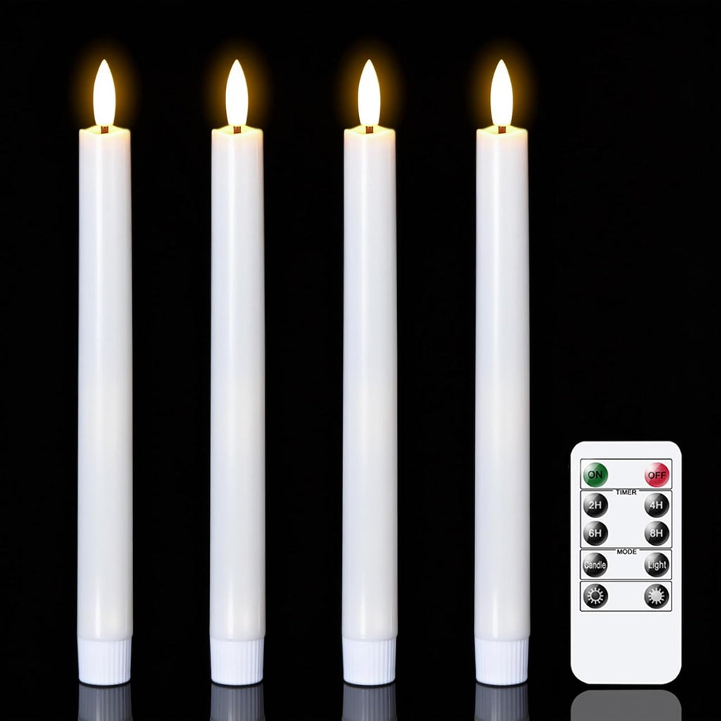 Wondise 4 Pack Flameless Taper Candles with Remote Timer