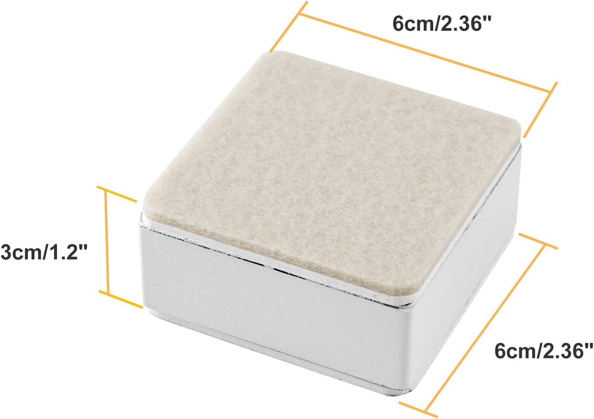 1.2 Inch Height 4Pack White Self-Adhesive Square Bed Risers