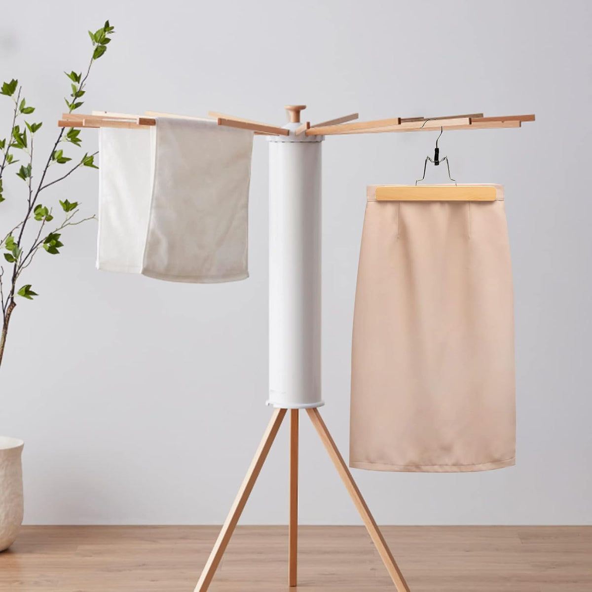 Nature Smile Wooden Pants Skirt Hangers, Smooth Finish Solid Wood Non Slip Jeans Slack Clamp Hangers Hair Extension Hangers (10 Pack Natural)…