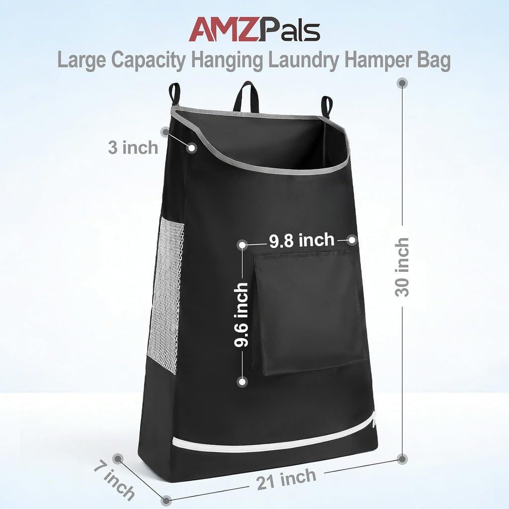 Hanging Laundry Hamper Bag, Extra Large Storage Space (30"x21"x4"), with 6 Hooks, Suitable for Dirty Clothes Storage, Wall Mounted and Door Mounted Laundry Basket
