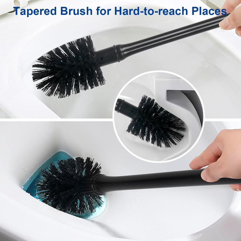 CELOX Toilet Bowl Brush and Holder for Bathroom Cleaning, 2 Set，Black