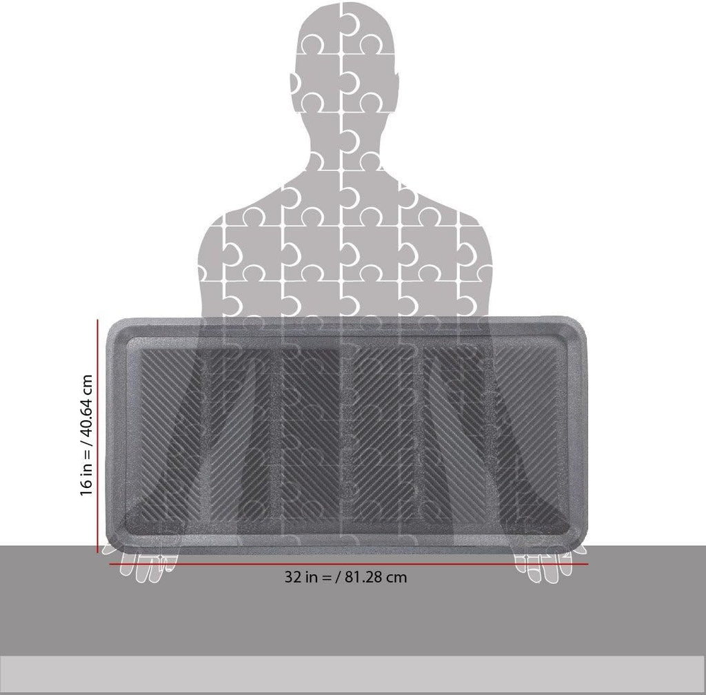 SafetyCare Rubber Shoe & Boot Tray - Multi-Purpose - 32 x 16 Inches - 1 Mat