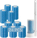 Disposable Toilet Brush for Bathroom Cleaning, Toilet Brush and Holder Set, Deep Cleaning Toilet Bowl Cleaner with Replaceable Heads, Hygienic Storage Design (White -Full Set with 24 Refills)