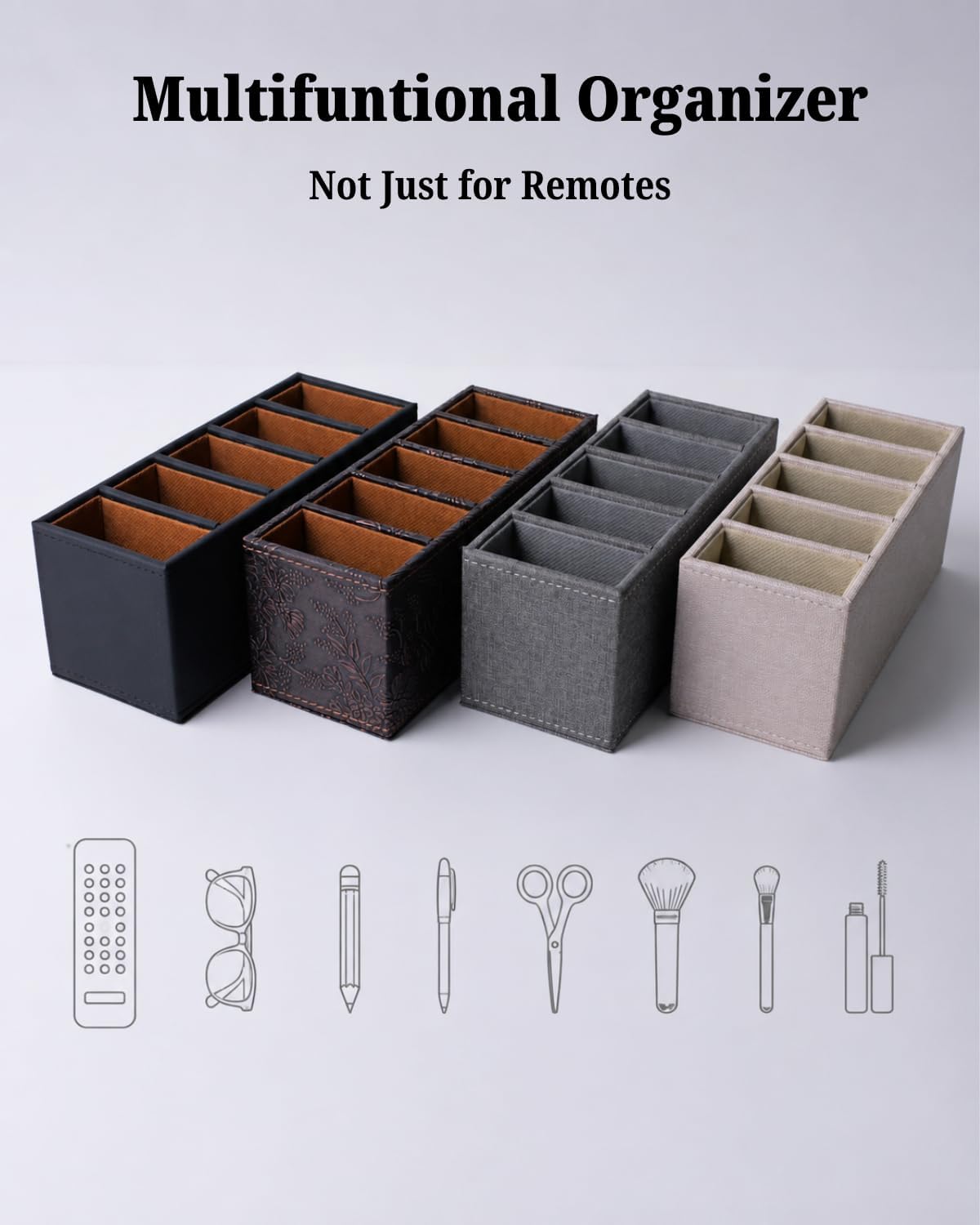 LAMOTI Remote Control Holder, 5-Slot Small Desk Organizer TV Remote Caddy