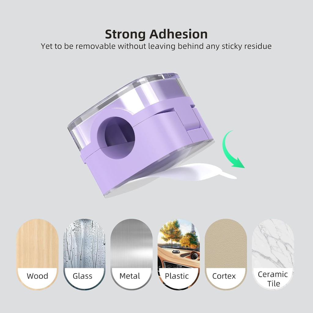 Cord Organizer for Desk, 6 Pack Magnetic Cable Clips Holder for Nightstand, Strong Adhesive Wire Organizer Keeper Phone Cord Holder for Office Car Home Kitchen Appliances Wall, Clear Purple