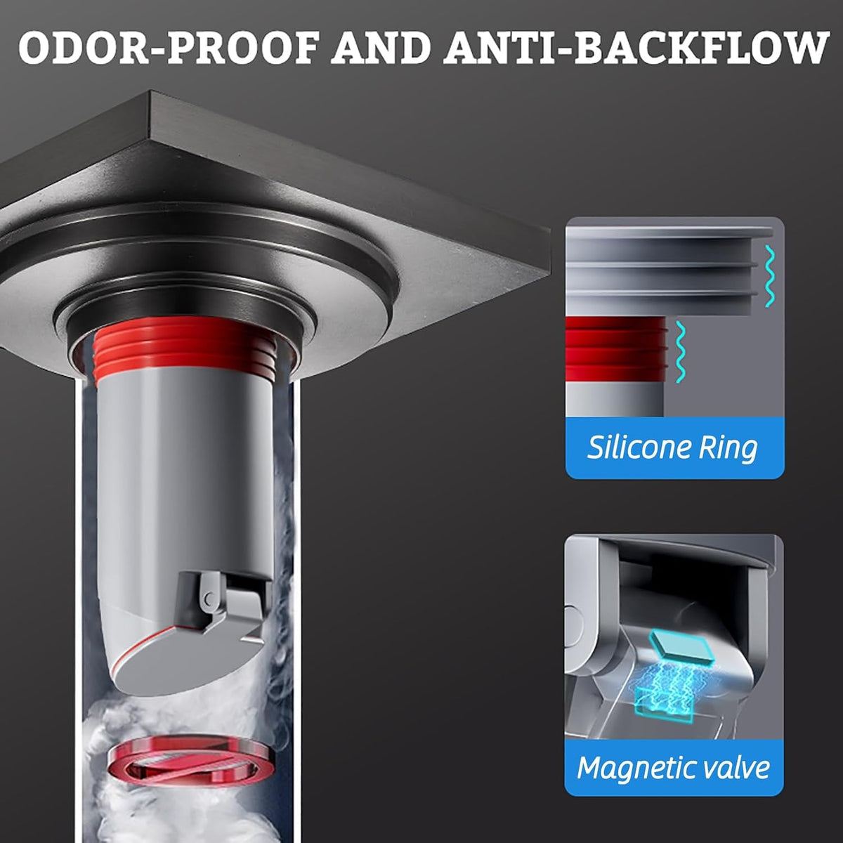 1.9-3.9 Inch Odor-Proof Shower Drain Plug with Magnetic Valve