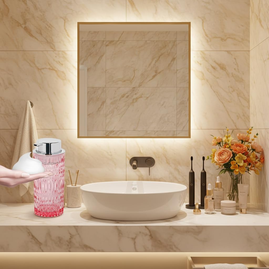 Pink Glass Foaming Soap Dispenser