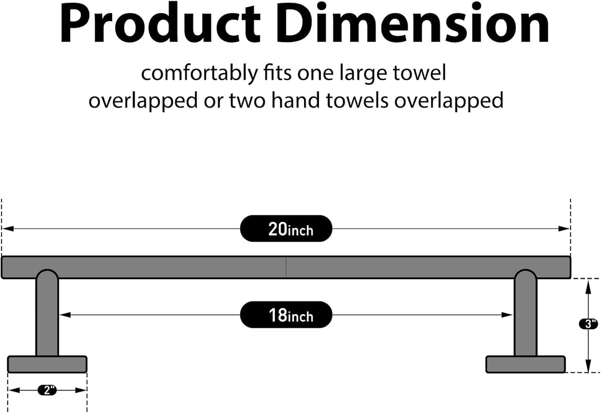 18 Inch Gold Towel Rack for Small Bathroom, Wall Mounted SUS304 Towel Bar