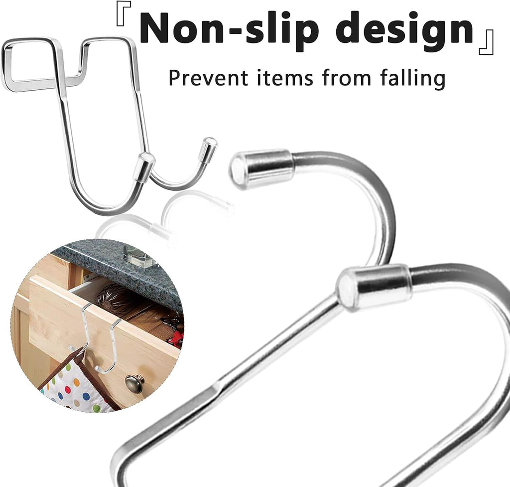 Over Cabinet Door Hooks, Silver, 8 Pcs