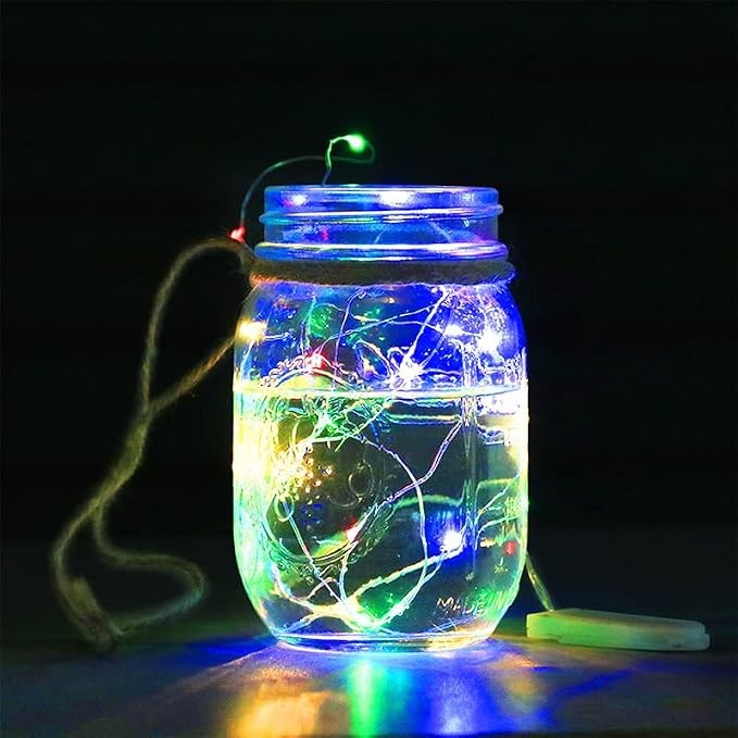 BXROIU Battery Fairy Lights, 6 Pack 20 LED Multi-Colour Silver Wire