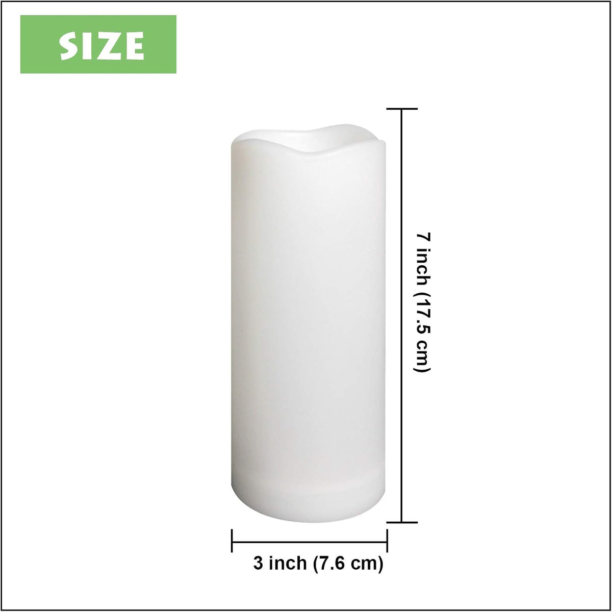 1 Pack Outdoor LED Flameless Pillar Candle with Remote and Timer, 3” x 7”