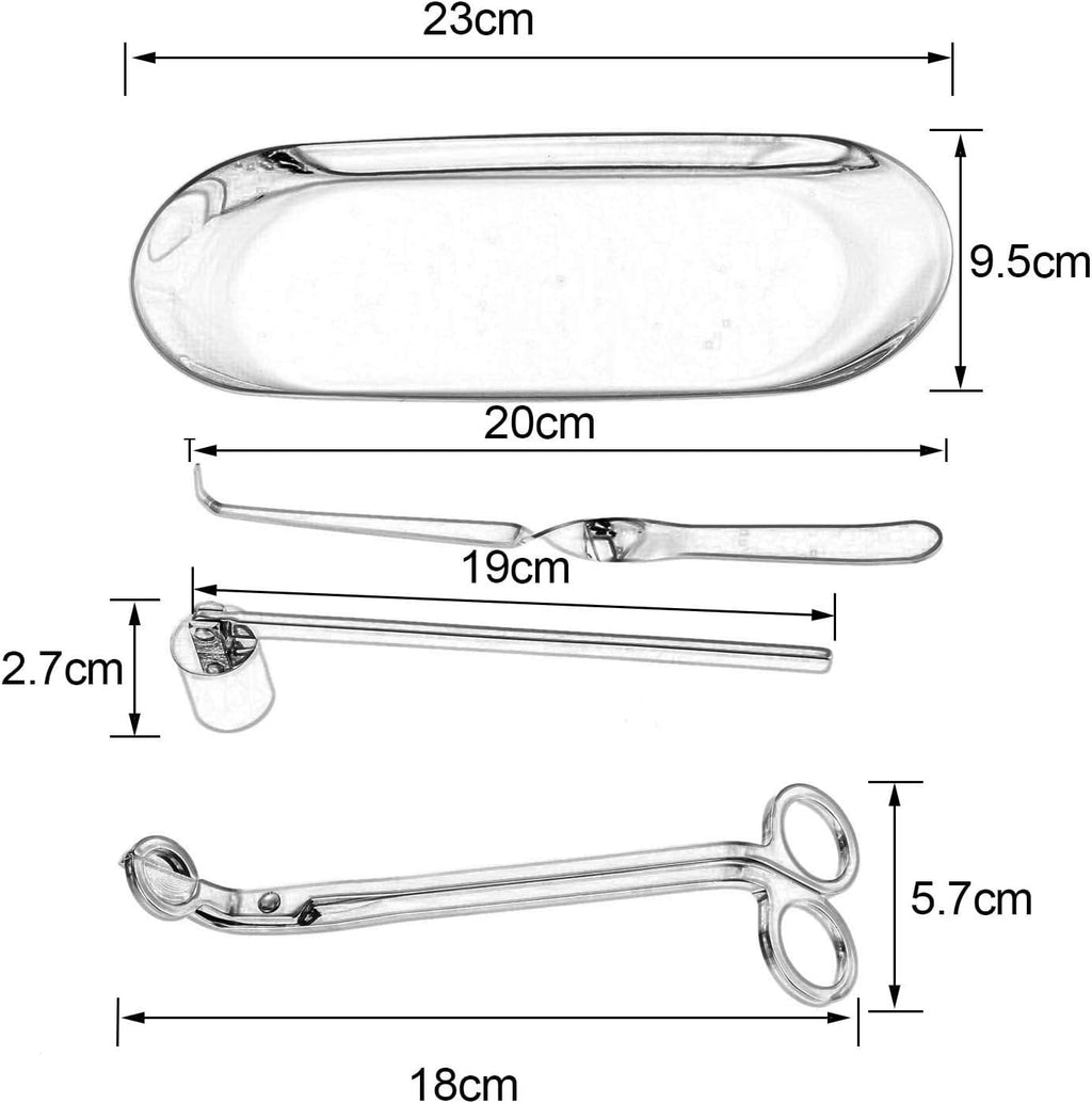 4-in-1 Stainless Steel Candle Care Kit for Candle Lovers, Silver