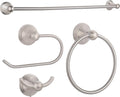 FILTA Brushed Nickel Bathroom Hardware Set - 4 Piece Towel Holder Set with 18 or 24 Inch Towel Bar