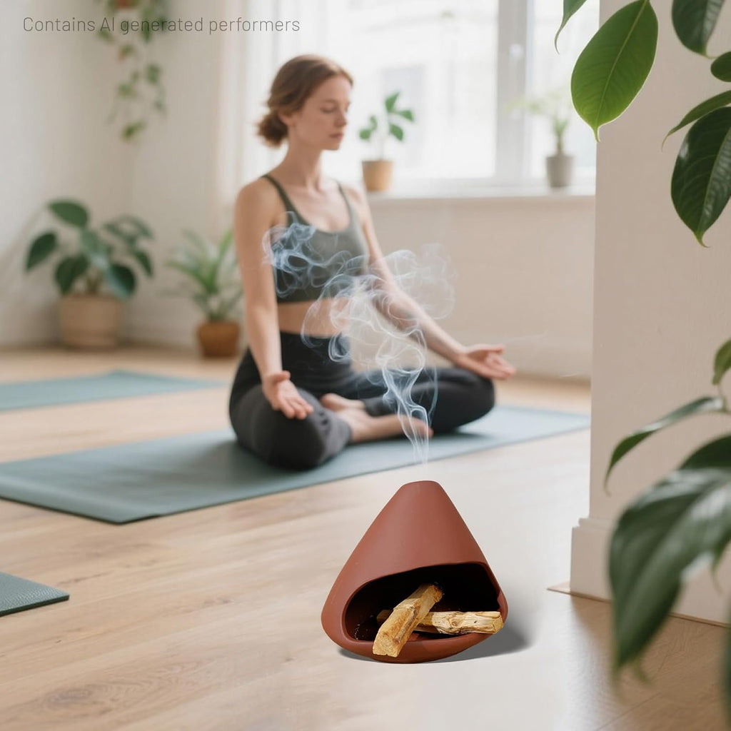 MOUGIGI Terracotta Zongzi Palo Santo Holder,Elegant Sage Cone Incense Dish
