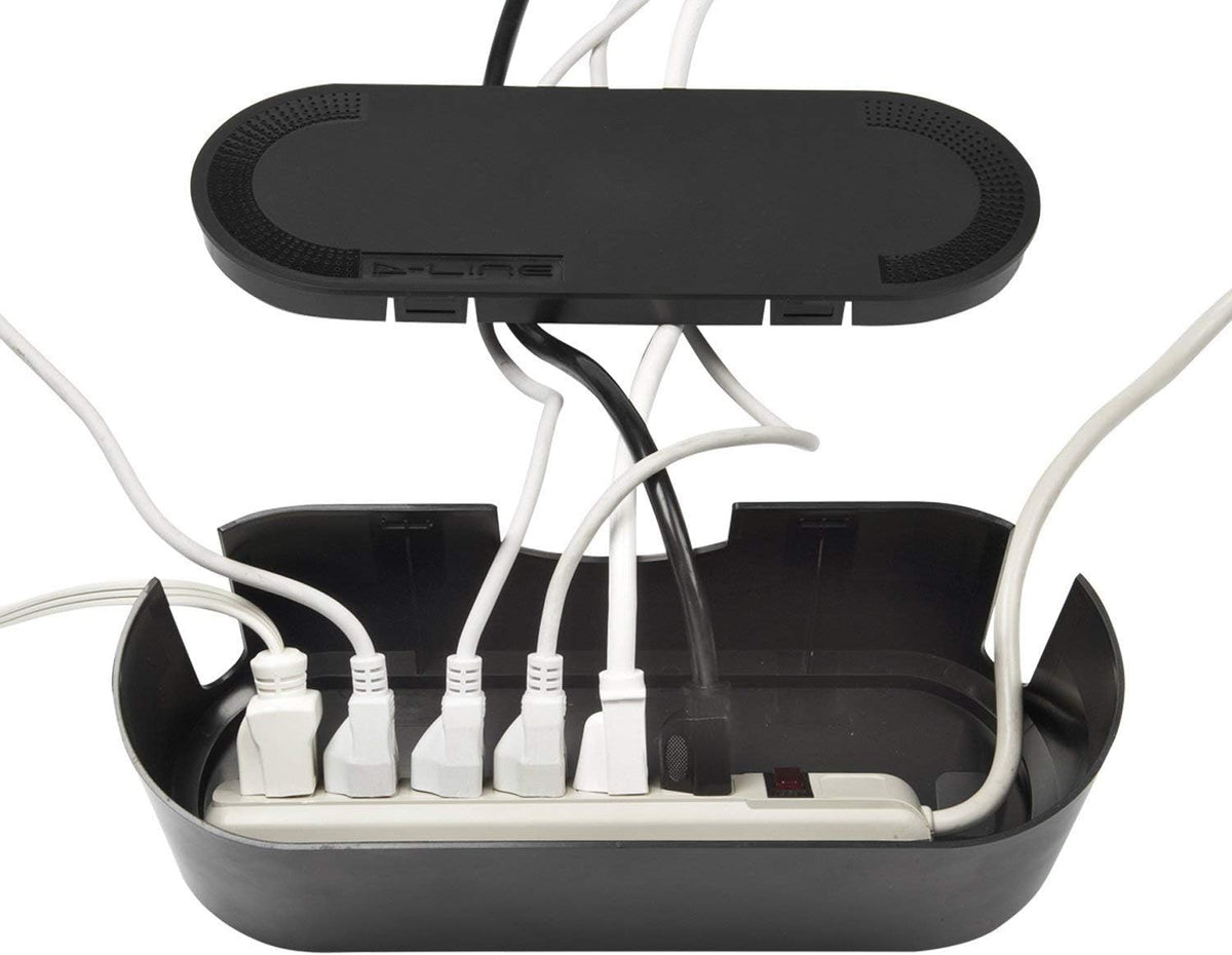 D-Line Cable Management Box (Small) & Cord Spiral Wrap (8.2ft Length) - Black