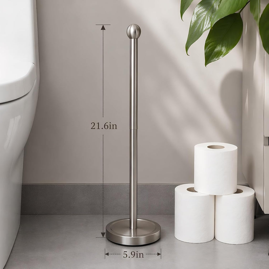 Toilet Paper Holder Stand for 4 or 5 Rolls - Brushed Nickel