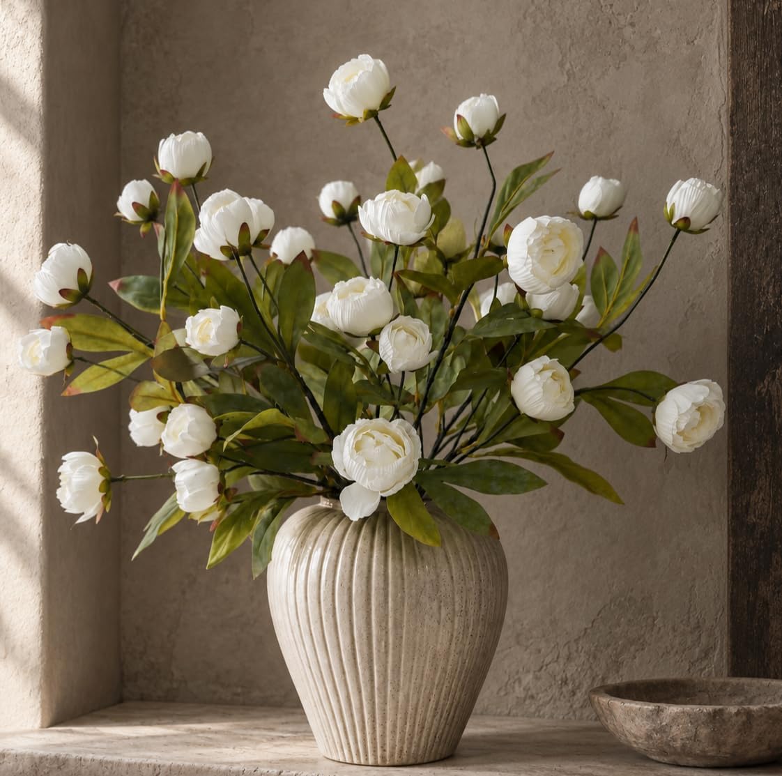 Peonies Artificial Flowers Faux Flowers for Vase Silk Flowers 6ct: No Vase