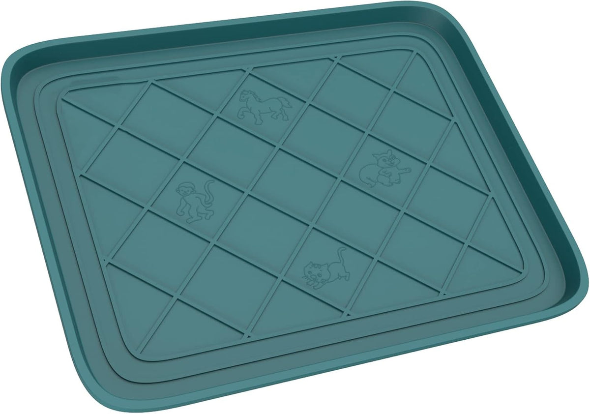 All Weather Boot Mat 4 Pack - Small Water Resistant Plastic Utility Shoe Mat for Indoor and Outdoor Use in All Seasons by Stalwart (Teal)