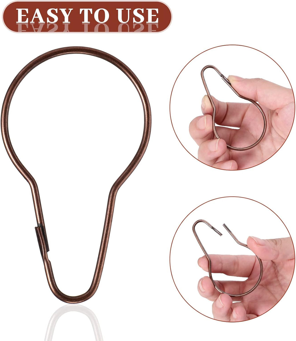 Queekay 60 Pcs Metal Shower Curtain Hooks Reusable Hanging Clips, Broze