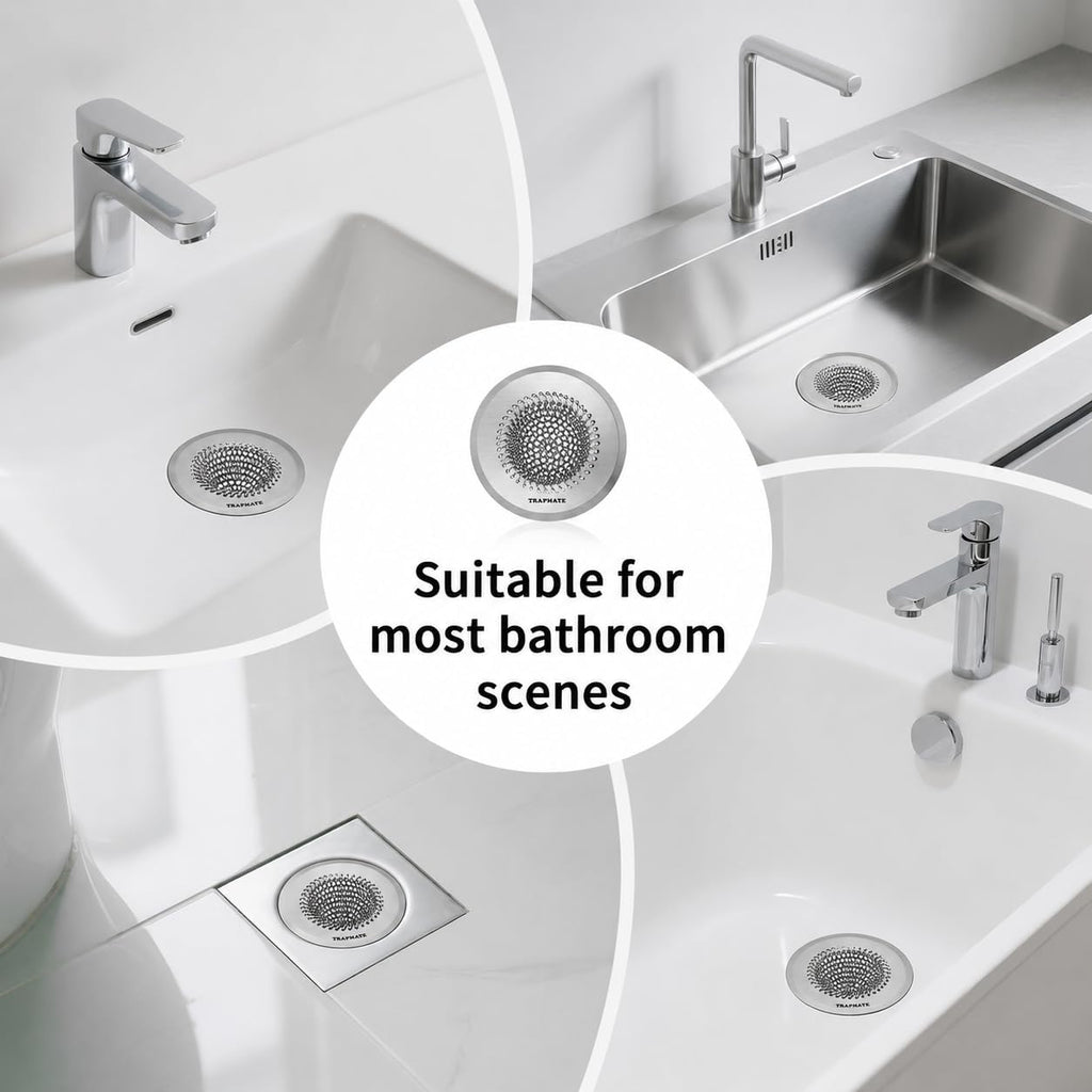TRAPMATE 2 Pack Bathtub Drain Hair Catcher Shower Drain Cover Protector