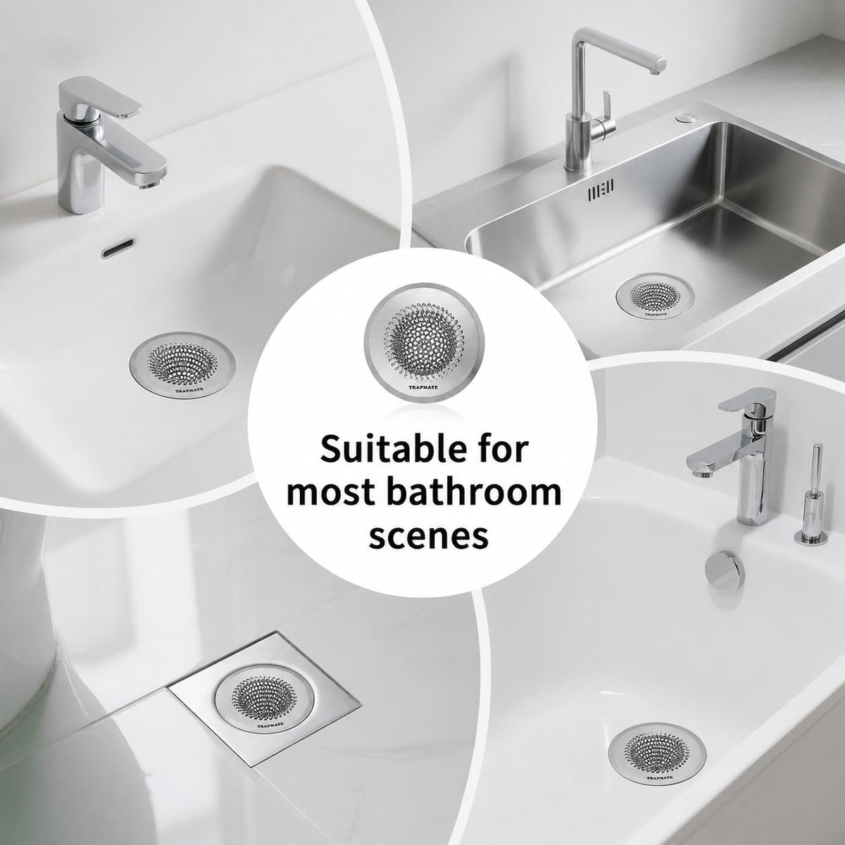 TRAPMATE 2 Pack Bathtub Drain Hair Catcher Shower Drain Cover Protector