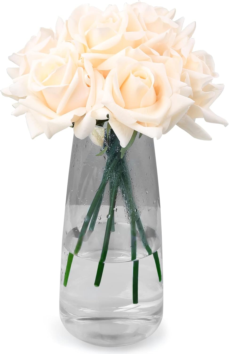 Eyamumo 7PCS Fake Flowers Artificial Rose Silk Real Touch Champagne 30CM