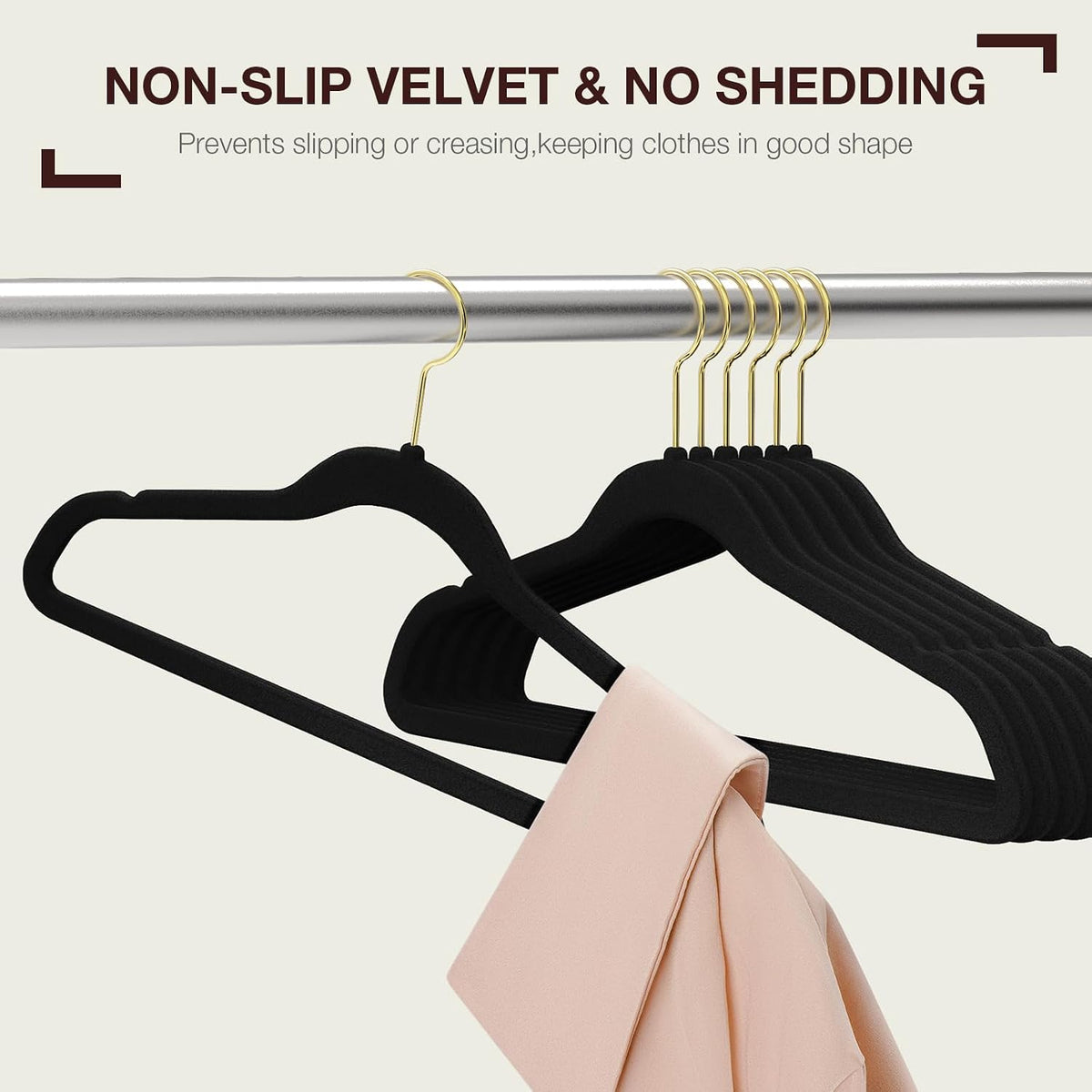 Korpai Velvet Hangers 100 Pack,Felt Hangers with Gold 360 Swivel Hook,Coat Hanger Non Slip,Heavy-Duty,Space Saving,Slim Clothes Hangers for Pants,Outfit,Skirts,Suits,Coats,Dresses ect.Black
