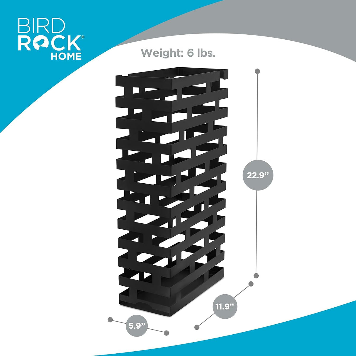 BIRDROCK HOME Umbrella Stand with Removable Water Tray, Black Stripe
