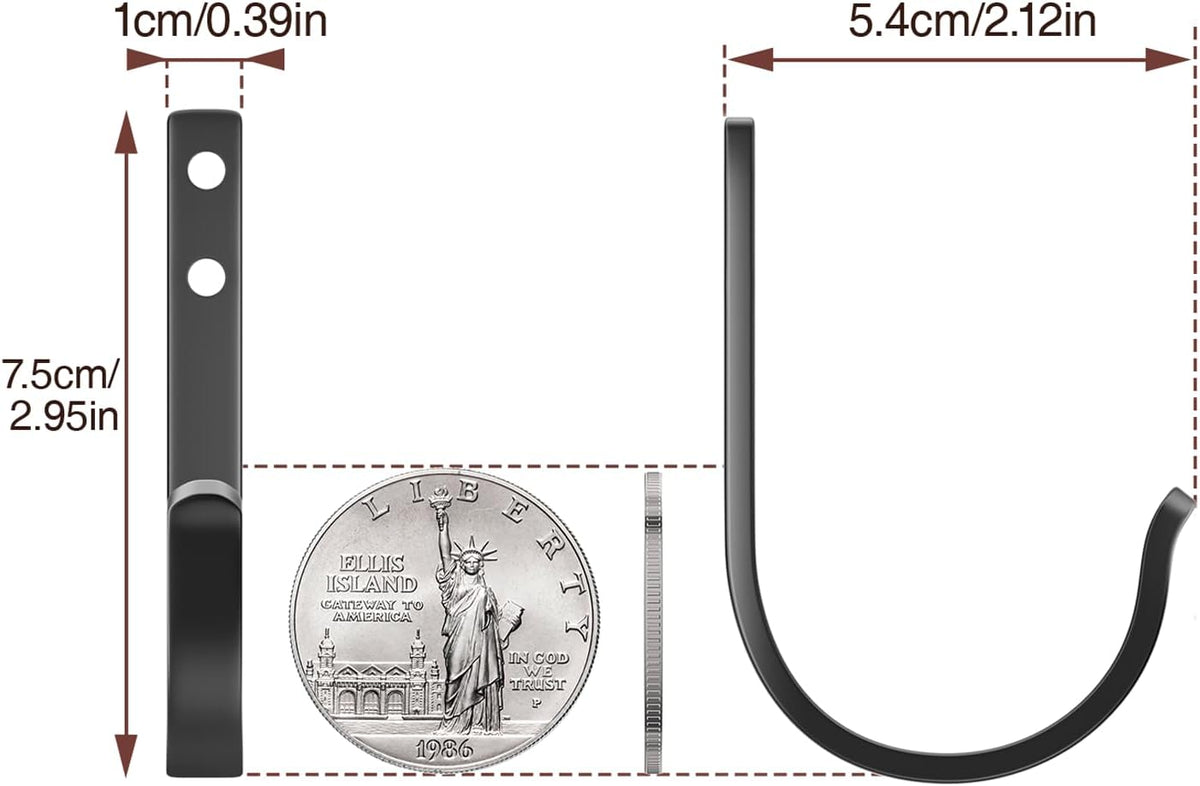 niffgaff 10-Pack Wall Outdoor Hooks for Hanging Coat - 30LB Screw in Metal Hanger Wall Mount, for Closet, Door, Bathrooms, Outside, for Towel, Backpack, Robe, Hat, Black